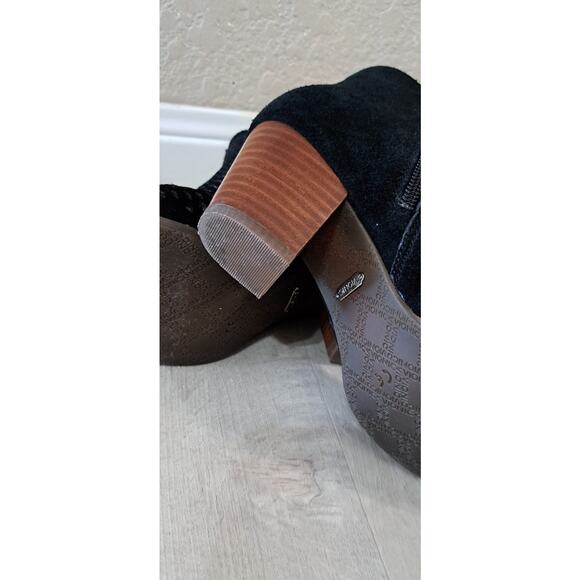 Vionic Women's Chryssa Open Toe Suede Heeled Ankle Booties Boots 6 Black Zip - Picture 8 of 9